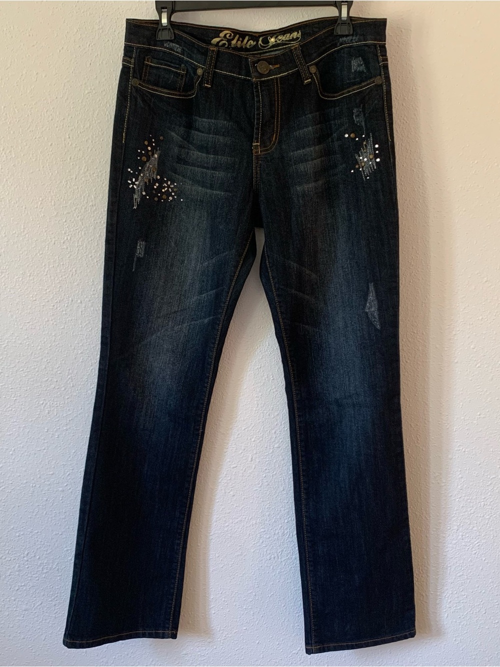 Elite Dark Wash Women’s Jeans PR91086 Straight Leg Double Sided Bling 11/12